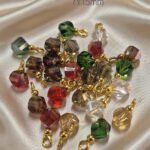50pcs,Faceted Helix Cut  Mix Color, Glass Charms with  Gold Plated Findings, approx size 7mm