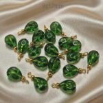 20pcs, Green Translucent,Crystal  Tulip Charms,Gold Plated Findings, Size approx 9x17mm (with loop)