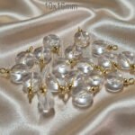 100pcs set, Clear White Flat Round  Charms, Gold Plated Findings, Size approx 10mm