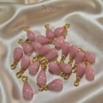 50pcs set,small tear derop pink color ,Gold Plated Findings, size approx 7x15mm (with loop)