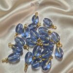 50pcs set, Light Blue Oval, Charms ,Gold Plated Findings, size approx 9x17mm (with loop)
