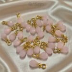 50pcs set,small drop faceted pink color, Charms ,Gold Plated Findings, size approx6x5mm (with loop)