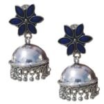 Oxidized Silver Multicolor Stone Jhumka Earrings – Traditional Indian Ethnic Drop Earrings