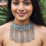 Oxidized Tribal Statement Necklace for Women | Boho Ethnic Indian Jewelry | Vintage Antique Silver Necklace