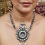 Oxidized Tribal Statement Necklace for Women | Boho Ethnic Indian Jewelry | Vintage Antique Silver Necklace and Bracelet