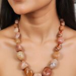 Natural Agate Stone Beads Necklace | Handmade Statement Gemstone Necklace for Women | Elegant Ethnic & Boho Jewelry