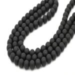 10 Strands, Elegant 6mm Matt black smooth round glass beads perfect for bracelets, necklaces, earrings and DIY jewelry making. Sold in pack of 10 lines, each line containing approximately 60 beads.