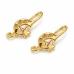 Moon Star Earring Hooks – Gold Plated Brass Earring Findings (4pcs / 2 Pairs)