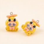 4pcs pcs Acrylic Cute Cartoon Charms Pendant for Jewelry Making DIY Earrings Necklace Bracelet, Key Ring Size Approx 20x25mm