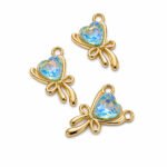 4pcs Heart Stone inlay, Premium Crystal Metal Charms Pendant for Jewelry Making DIY Earrings Necklace Bracelet, Size approx 20x10mm