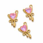 4pcs Heart Stone inlay, Premium Crystal Metal Charms Pendant for Jewelry Making DIY Earrings Necklace Bracelet, Size approx 20x10mm
