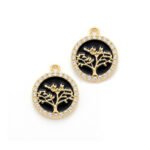 4 pcs AD Diamand inlay Tree of Life, Premium Crystal Metal Charms Pendant for Jewelry Making DIY Earrings Necklace Bracelet, Size Approx 17mm