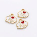 (Pack of 10 pcs) Premium Enamel Charms Pendant for Jewelry Making DIY Earrings Necklace Bracelet, I Love you charms, Size Approx 14x15mm