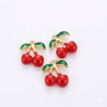 (Pack of 10 pcs) Cherry Enamel Charms Pendant for Jewelry Making DIY Earrings Necklace, size approx 15mm
