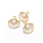 (Pack of 10 pcs) Seashell Pearl Enamel Charms Pendant for Jewelry Making DIY Earrings Necklace, White